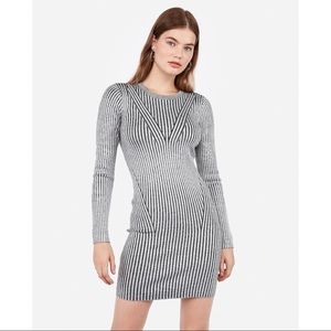 EXPRESS Striped Ribbed Long Sleeve Sweater Dress